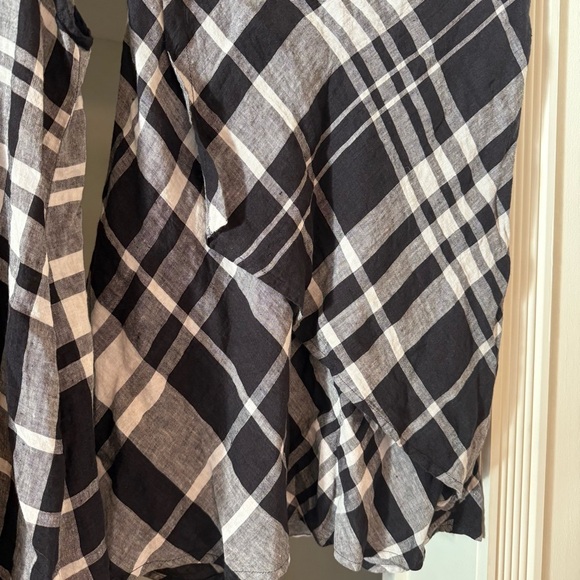 FLAX 100% Linen Lagenlook Co Ord Set Plaid Long Line Tunic & Pull On Skirt Med - Picture 12 of 13